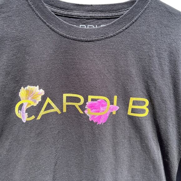 Cardi B colorful beta fish rap black t-shirt Size Large - Picture 2 of 5